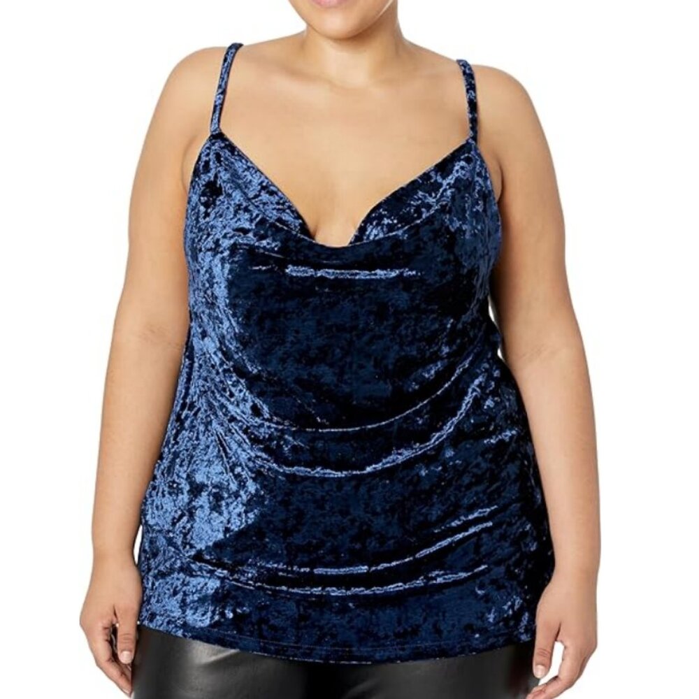 NWT City Chic Crush Velvet Blue Lust Cowl Neck Cami Top 20
